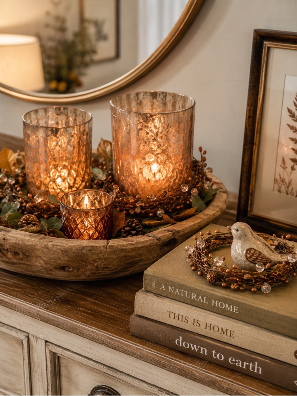 Rustic Elegant Fall Table Napkin Rings Candle Thanksgiving Gold & Copper Set 4